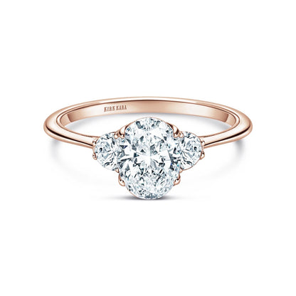 Three Stone Half Moon Side Stone Diamond Engagement Ring