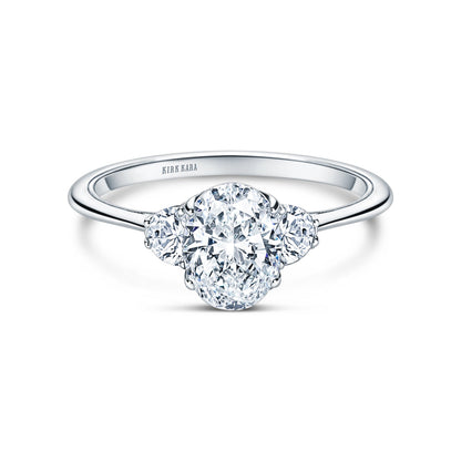 Three Stone Half Moon Side Stone Diamond Engagement Ring