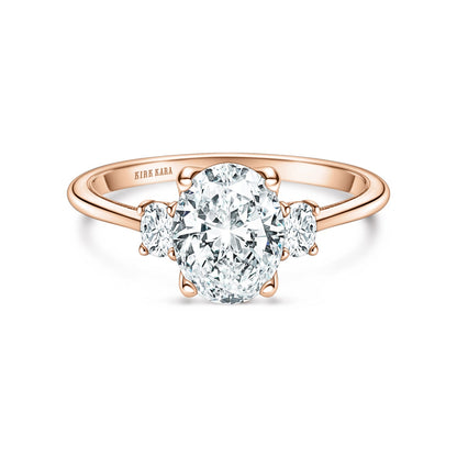 Three Stone Oval Side Stone Diamond Engagement Ring