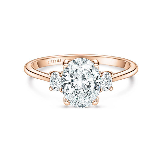 Three Stone Oval Side Stone Diamond Engagement Ring