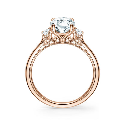 Three Stone Oval Side Stone Diamond Engagement Ring