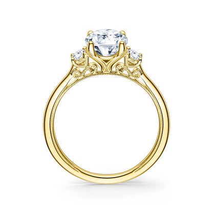 Three Stone Oval Side Stone Diamond Engagement Ring