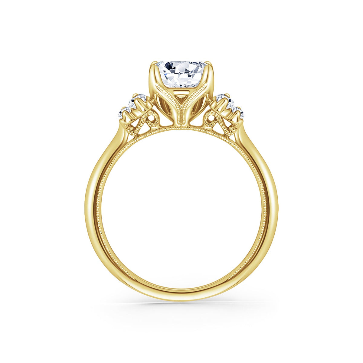 Five Stone Baguette Side Stone Diamond Engagement Ring
