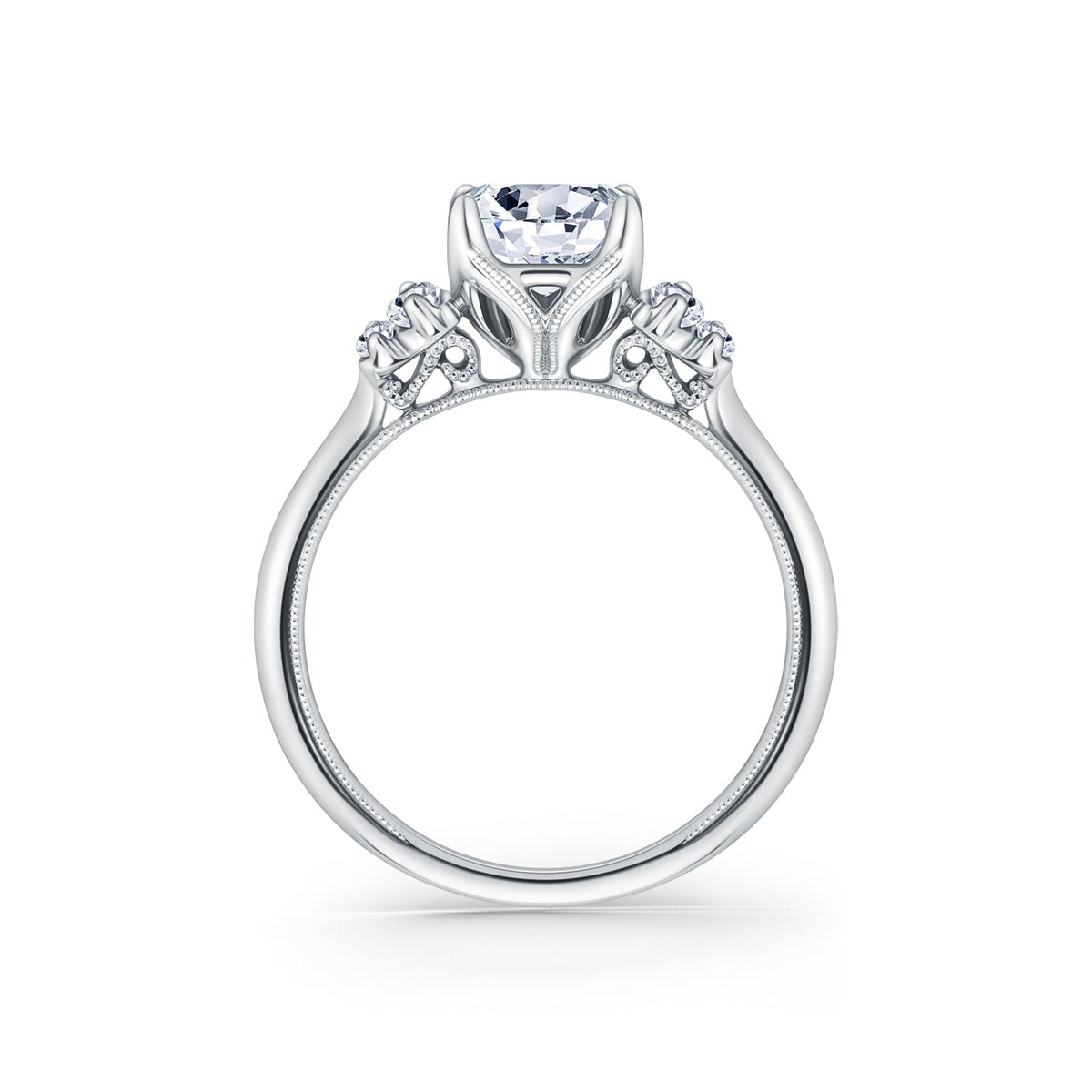 Five Stone Baguette Side Stone Diamond Engagement Ring