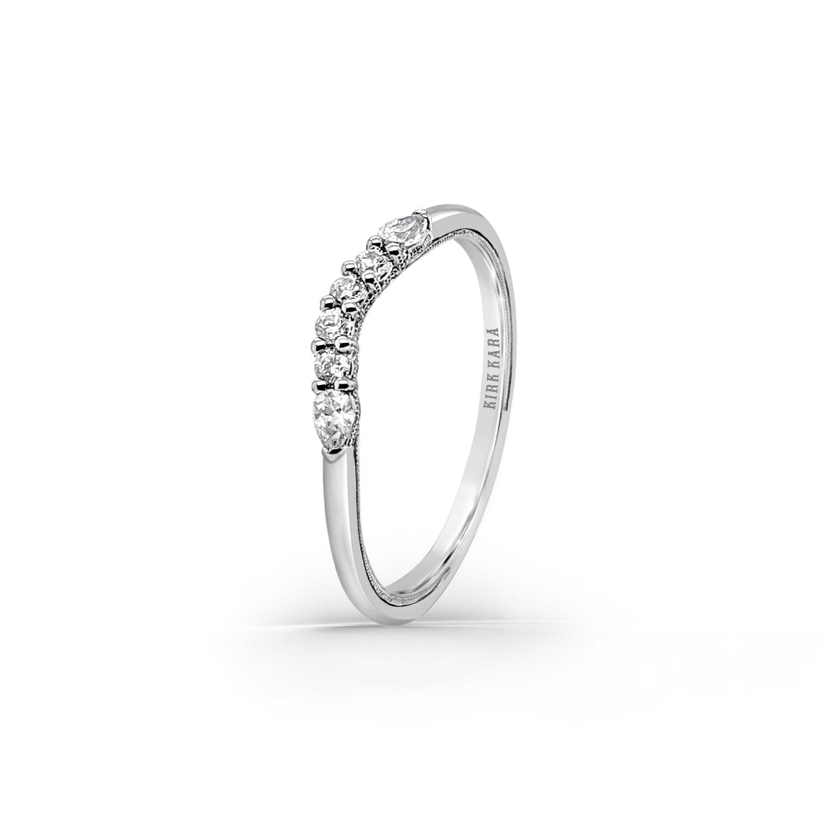 Contoured Pear Round Milgrain Diamond Wedding Band