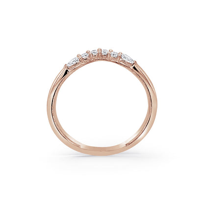 Contoured Pear Round Milgrain Diamond Wedding Band