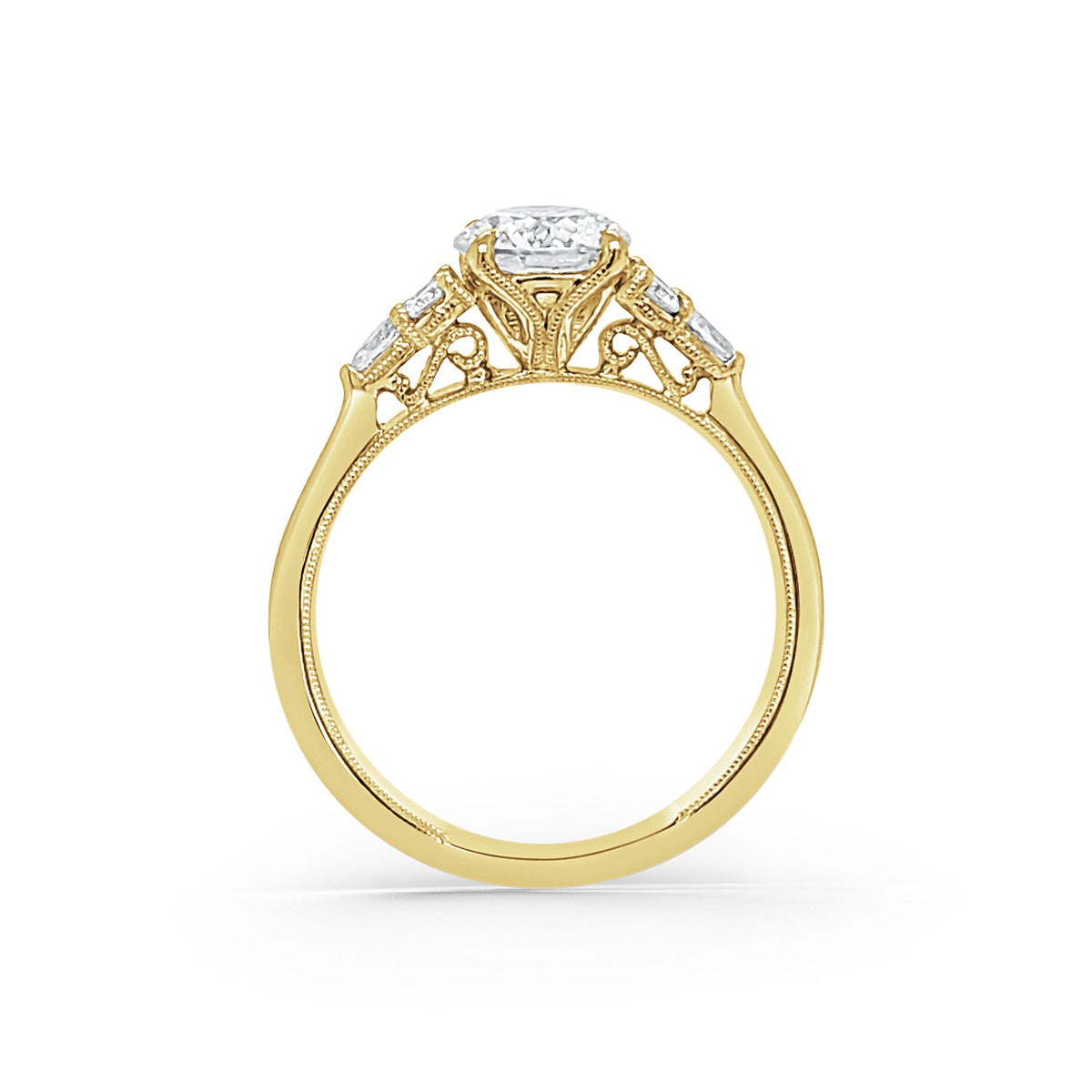 Classic Pear Round Side Stone Diamond Engagement Ring