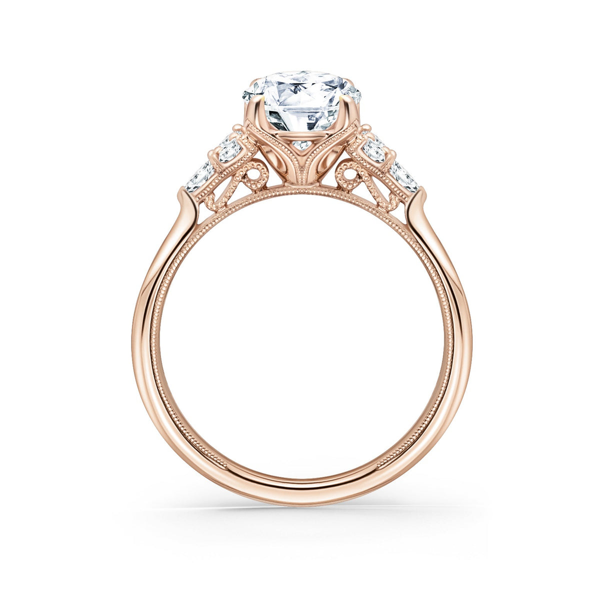 Classic Pear Round Side Stone Diamond Engagement Ring