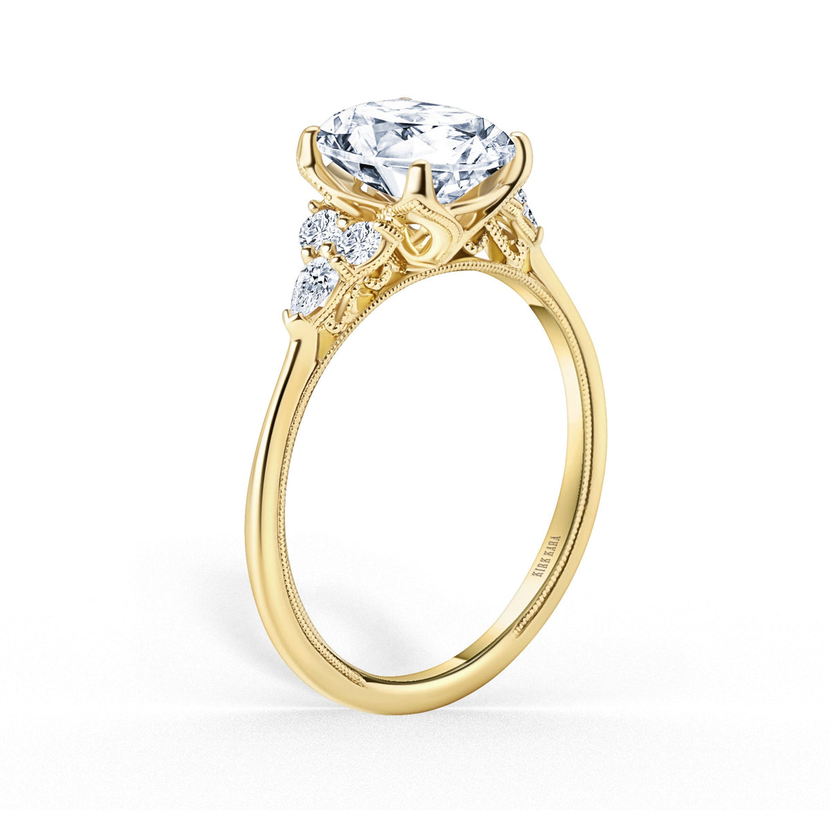 Classic Pear Round Side Stone Diamond Engagement Ring