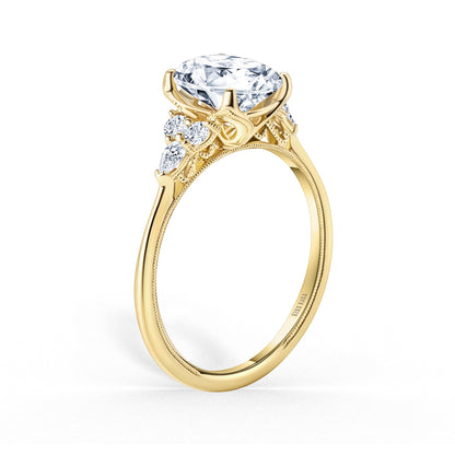 Classic Pear Round Side Stone Diamond Engagement Ring
