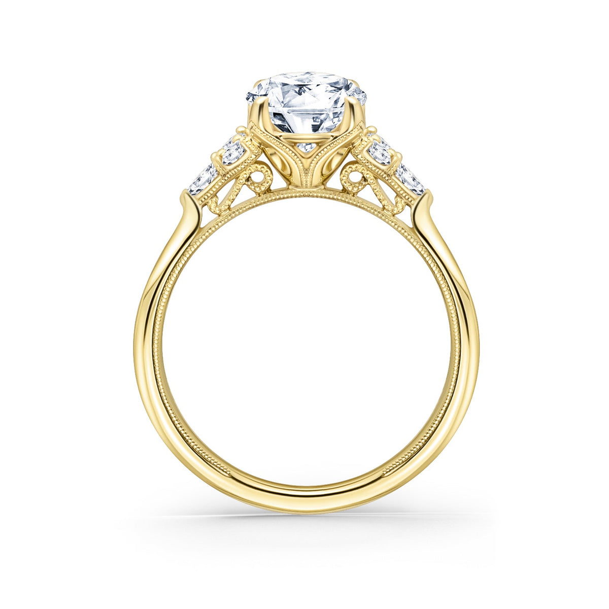 Classic Pear Round Side Stone Diamond Engagement Ring