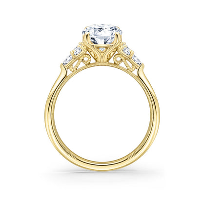 Classic Pear Round Side Stone Diamond Engagement Ring