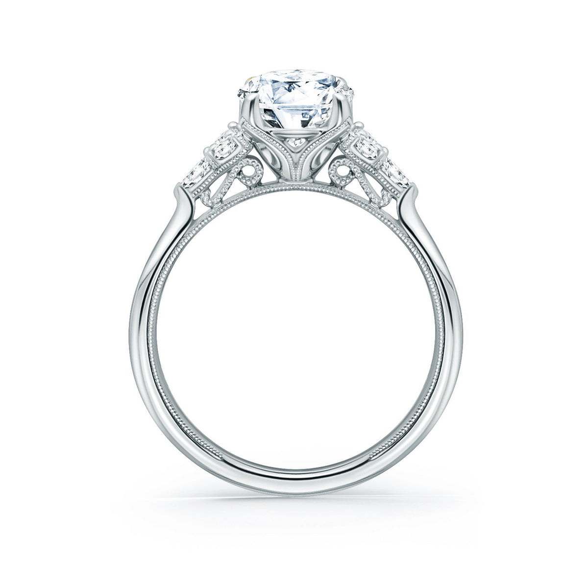 Classic Pear Round Side Stone Diamond Engagement Ring