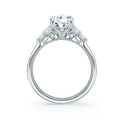 Classic Pear Round Side Stone Diamond Engagement Ring