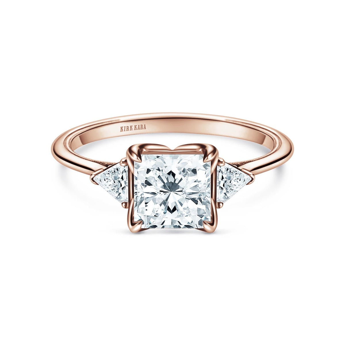 Three Stone Trillion Side Stone Diamond Engagement Ring