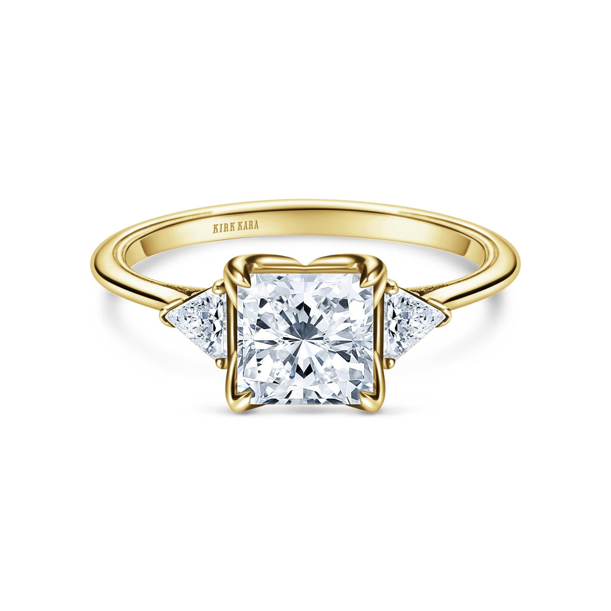 Three Stone Trillion Side Stone Diamond Engagement Ring