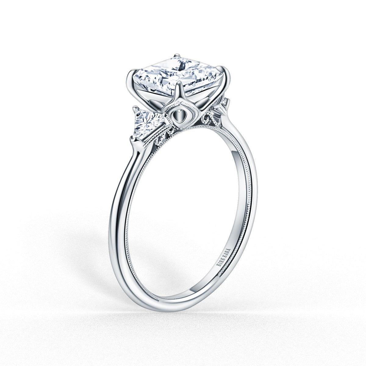 Three Stone Trillion Side Stone Diamond Engagement Ring