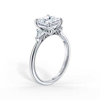 Three Stone Trillion Side Stone Diamond Engagement Ring