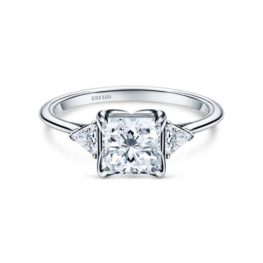 Three Stone Trillion Side Stone Diamond Engagement Ring