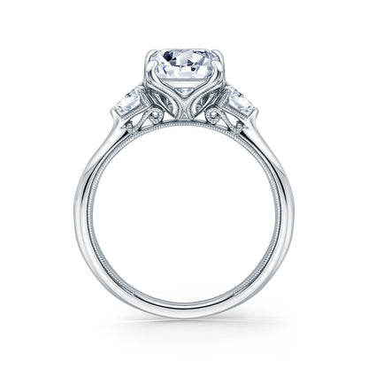 Three Stone Trillion Side Stone Diamond Engagement Ring