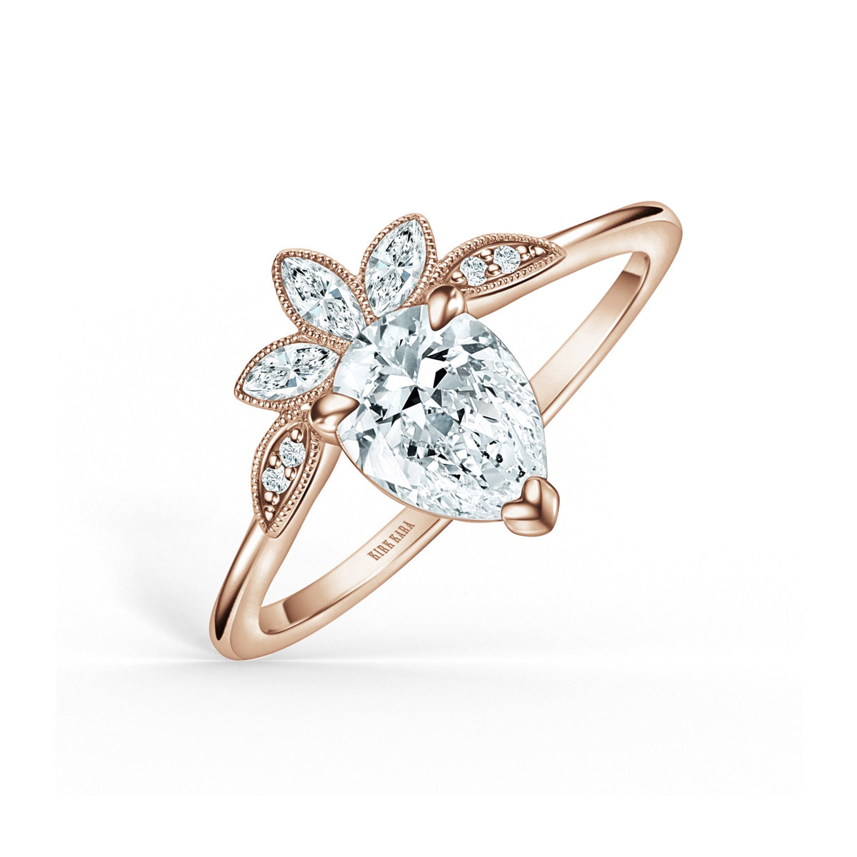 Floral Boho Floating Diamond Engagement Ring