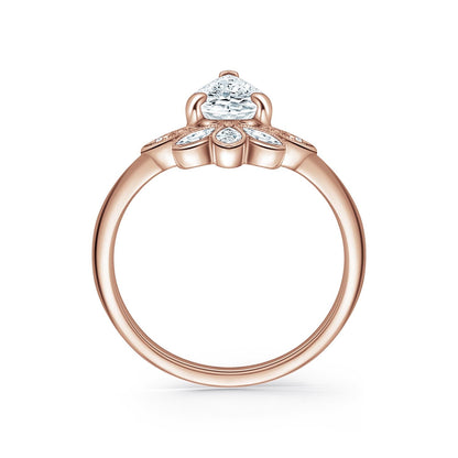 Floral Boho Floating Diamond Engagement Ring