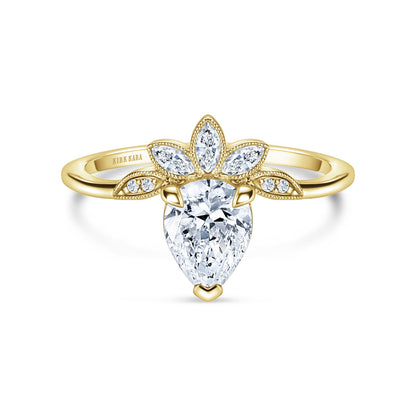 Floral Boho Floating Diamond Engagement Ring