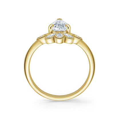 Floral Boho Floating Diamond Engagement Ring