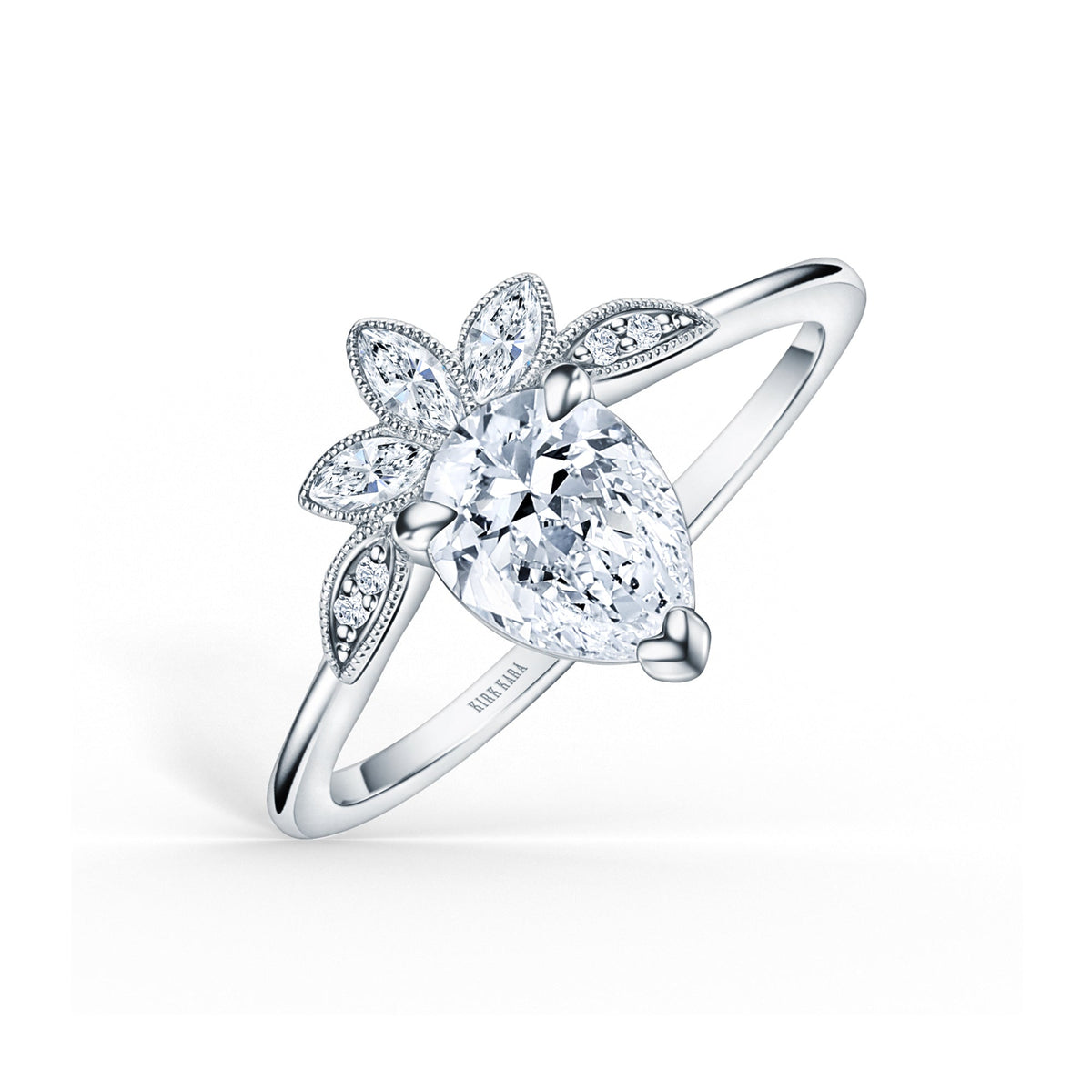 Floral Boho Floating Diamond Engagement Ring