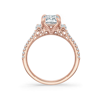 Three Stone Baguette Modern Diamond Engagement Ring
