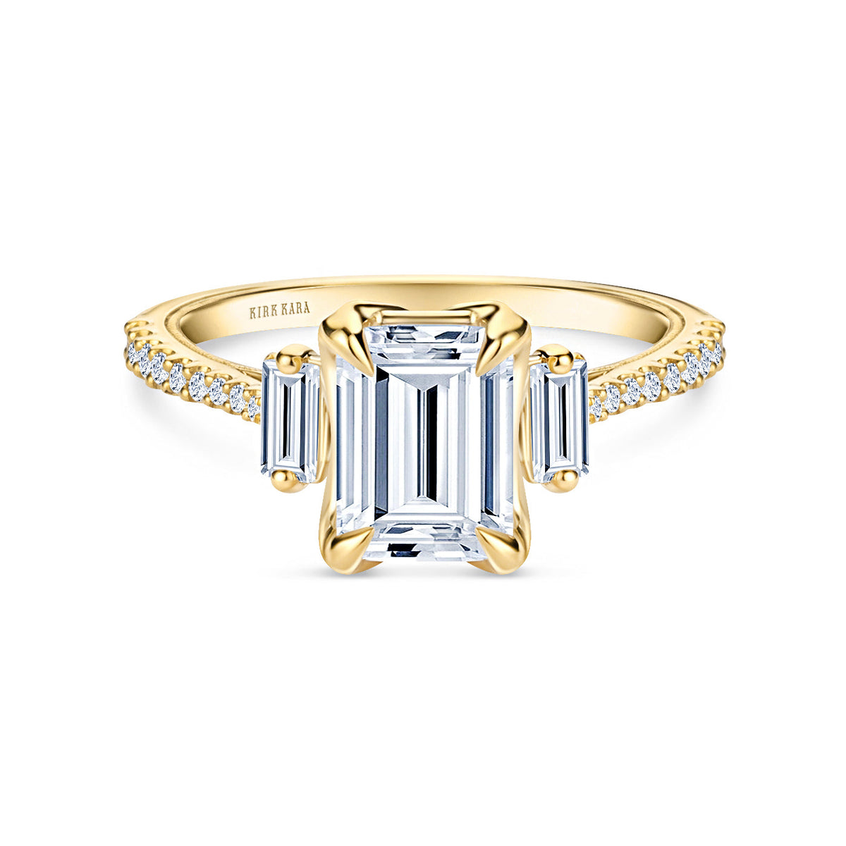 Three Stone Baguette Modern Diamond Engagement Ring