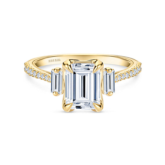 Three Stone Baguette Modern Diamond Engagement Ring