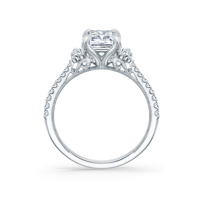 Three Stone Baguette Modern Diamond Engagement Ring