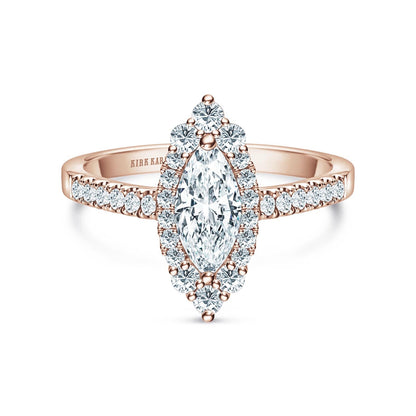 Elegant Marquise Graduated Halo Diamond Engagement Ring