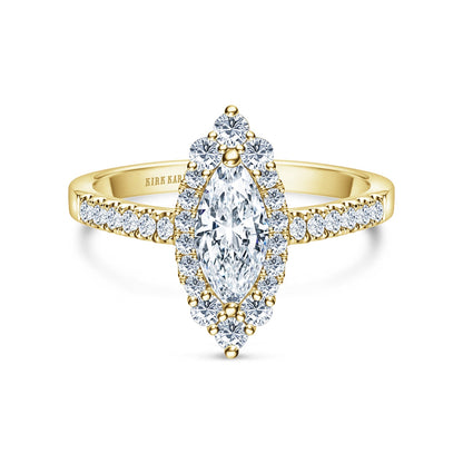 Elegant Marquise Graduated Halo Diamond Engagement Ring
