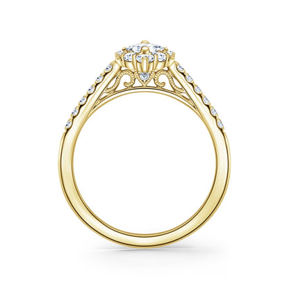 Elegant Marquise Graduated Halo Diamond Engagement Ring