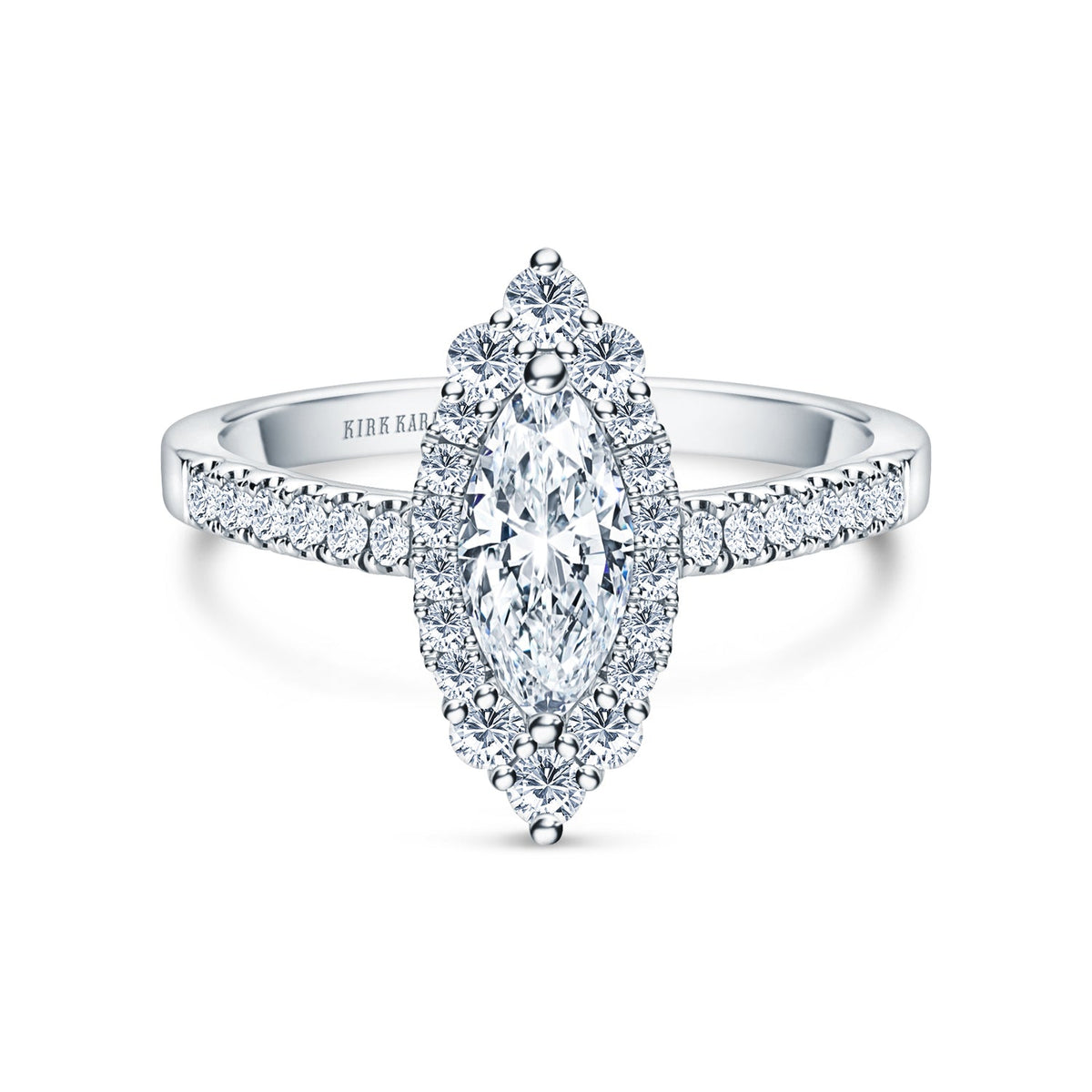 Elegant Marquise Graduated Halo Diamond Engagement Ring
