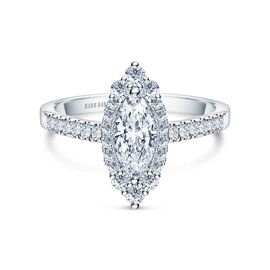 Elegant Marquise Graduated Halo Diamond Engagement Ring