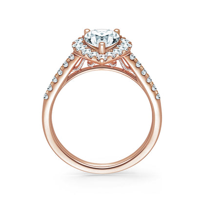 Elegant Pear Graduated Halo Diamond Engagement Ring