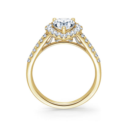 Elegant Pear Graduated Halo Diamond Engagement Ring