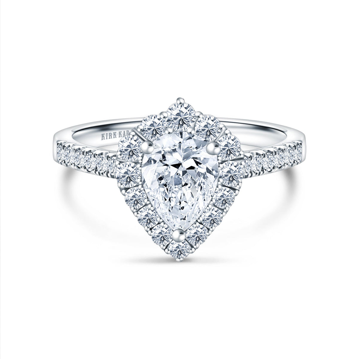 Elegant Pear Graduated Halo Diamond Engagement Ring