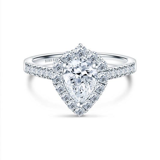 Elegant Pear Graduated Halo Diamond Engagement Ring