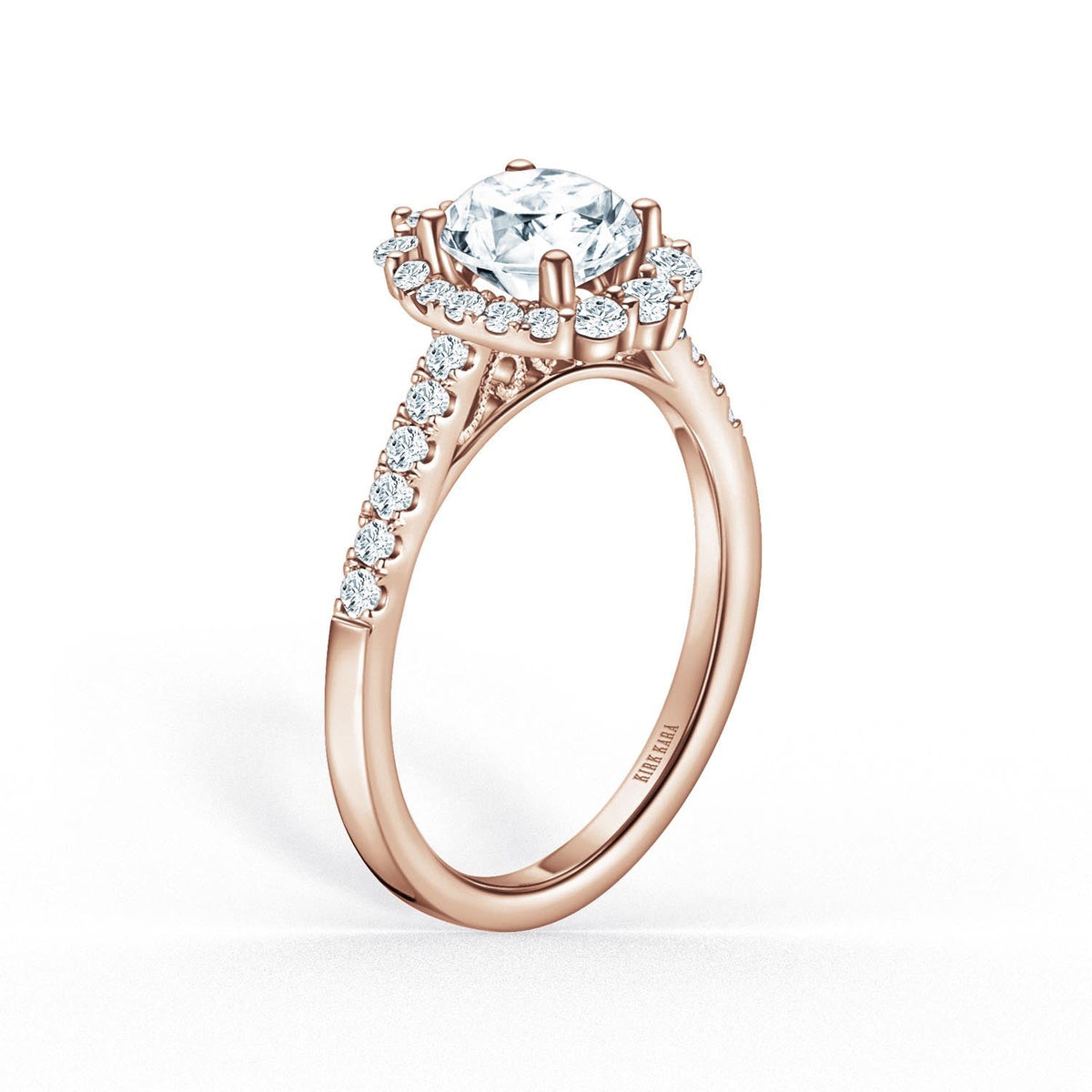 Elegant Round Graduated Halo Diamond Engagement Ring