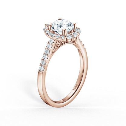Elegant Round Graduated Halo Diamond Engagement Ring