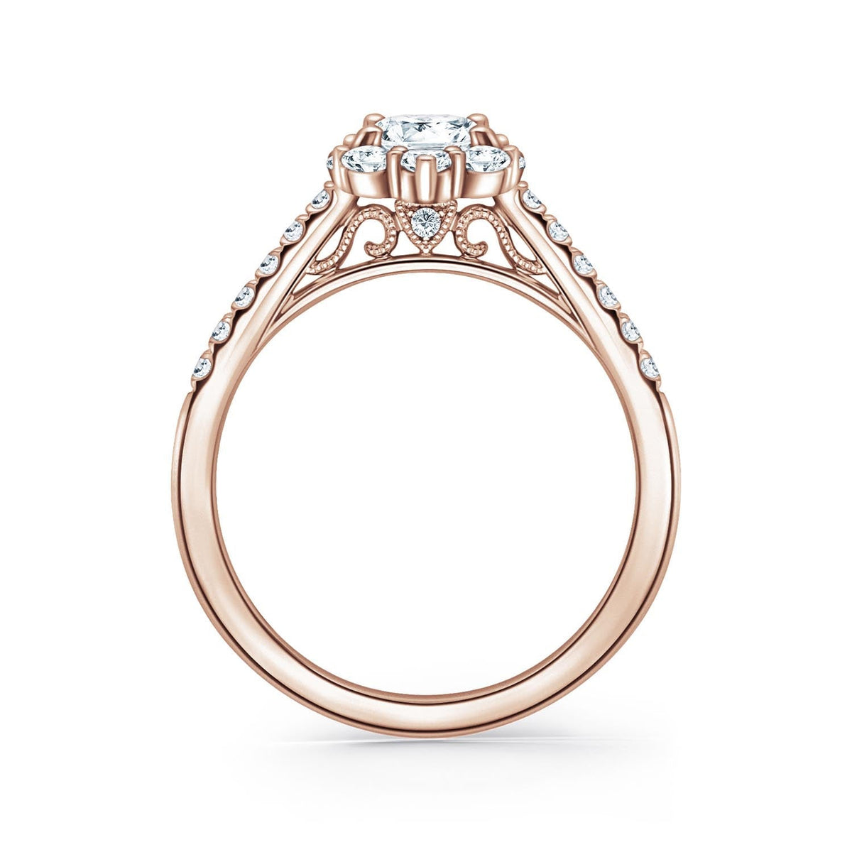 Elegant Round Graduated Halo Diamond Engagement Ring