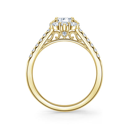 Elegant Round Graduated Halo Diamond Engagement Ring