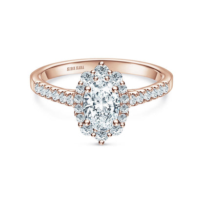 Elegant Oval Graduated Halo Diamond Engagement Ring