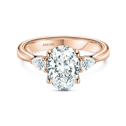 Wide Three Stone Pear Side Stone Diamond Engagement Ring