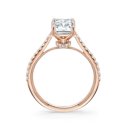 Cathedral Hidden Halo Solitaire Diamond Engagement Ring