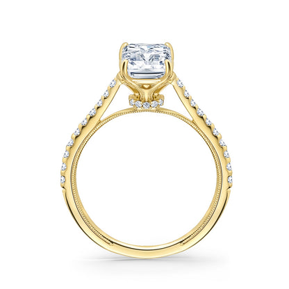 Cathedral Hidden Halo Solitaire Diamond Engagement Ring